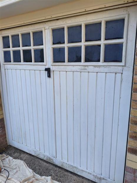 Garage door before repainting