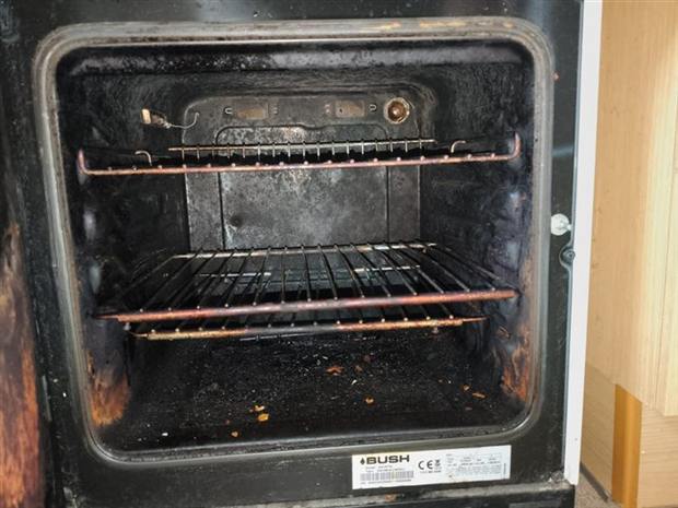 Oven interior before deep clean